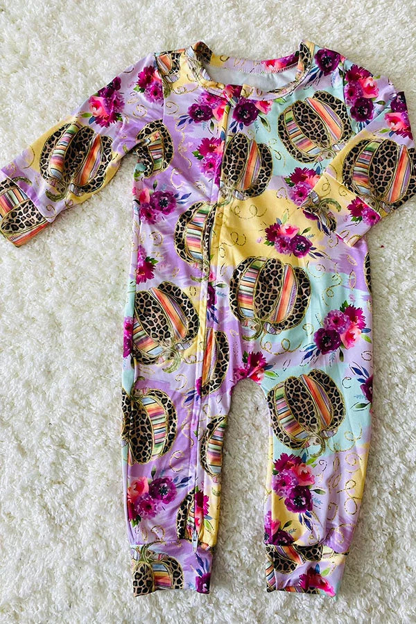 🩷 Leopard & Serape Pumpkin Baby Romper