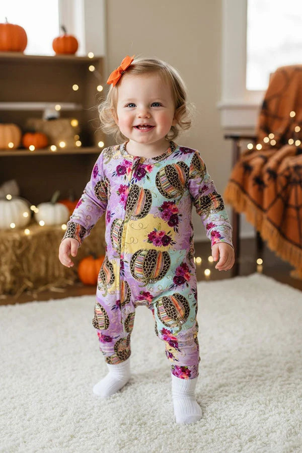 🩷 Leopard & Serape Pumpkin Baby Romper