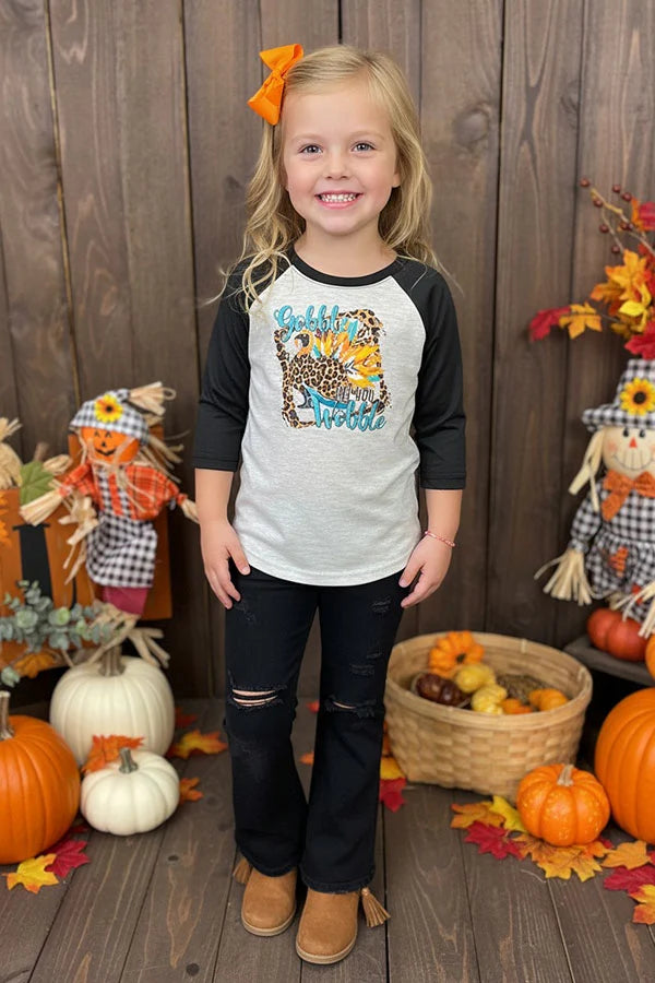 🍂 Gobble Till You Wobble Kids’ Fall Raglan Top 🦃