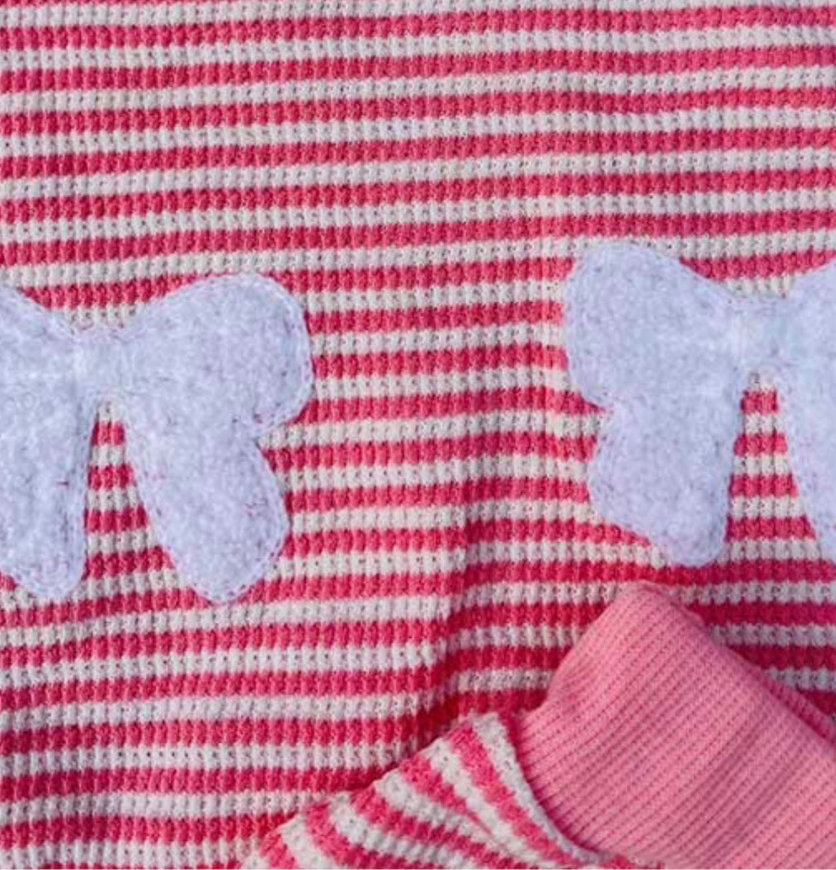 🎀 Pink & White Bow 2-Piece Girls Set