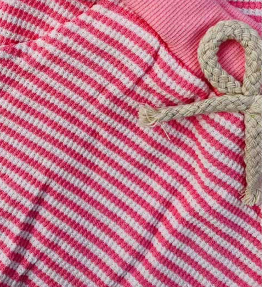 🎀 Pink & White Bow 2-Piece Girls Set