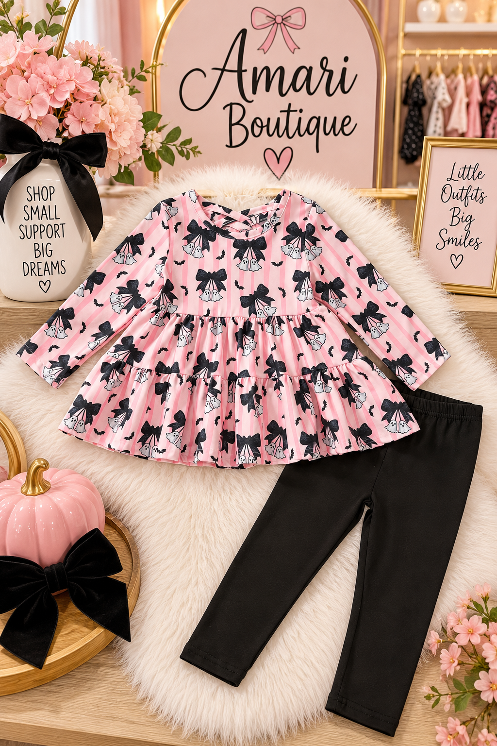 🎀 Pink Ghost Bow 2-Piece Set by pete + Lucy