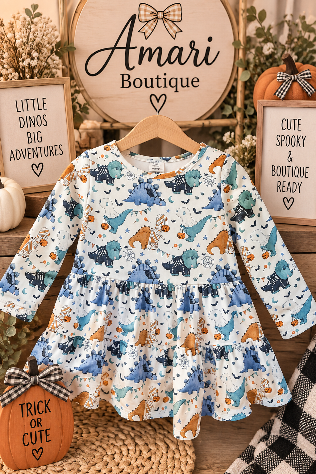 🦖🎃 TRICK-O-SAURUS Halloween Twirl Dress