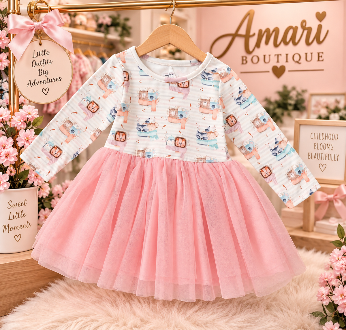 🎀 Cozy Critters Dress | Pete + Lucy
