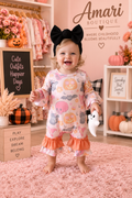 🎃👻 Pink Halloween Pumpkin & Ghost Ruffle Romper