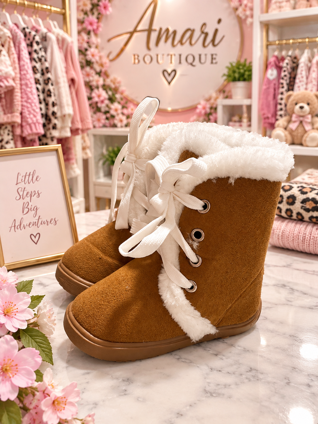 🤎 Cozy Brown Sherpa-Lined Lace-Up Boots