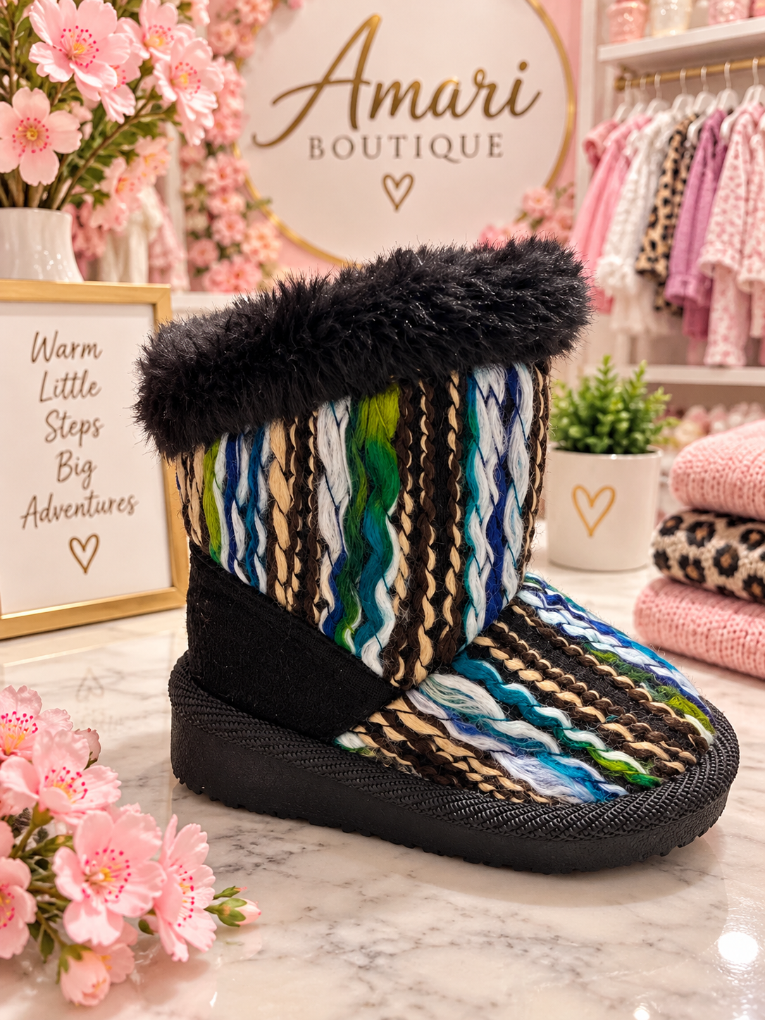 🖤 Multicolor Braided Knit Unisex Winter Boots