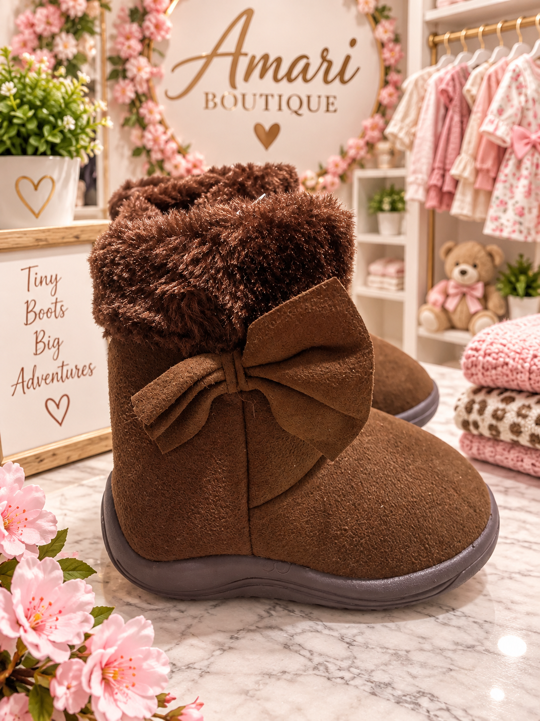 🤎 Cozy Brown Bow Boots