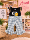 🍂Pumpkin & Plaid Fall Ruffle Romper