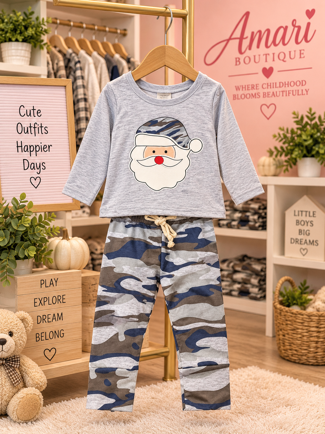 🎄 Camo Santa 2-Piece Pajama Set