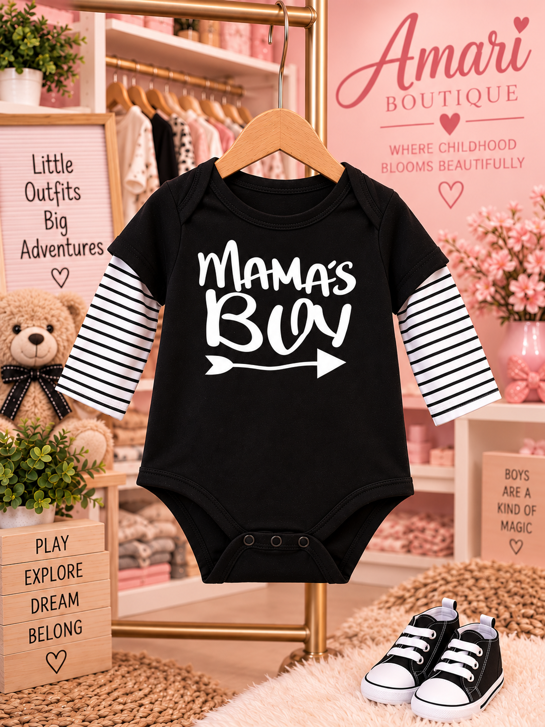 🖤 Mama’s Boy Baby Bodysuit