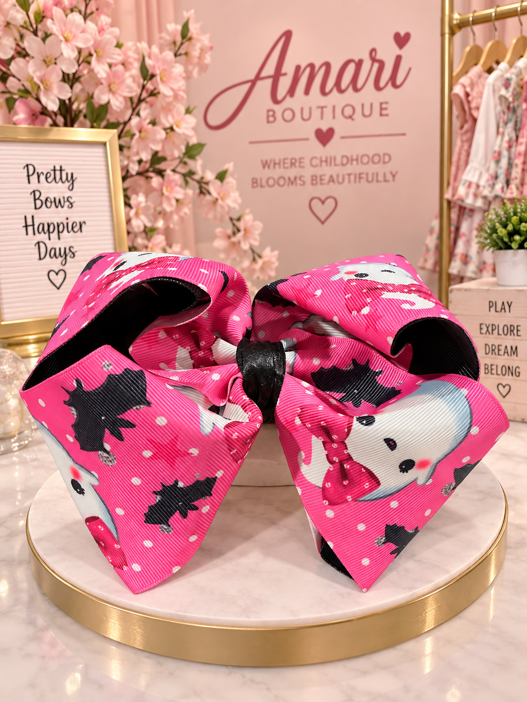 🎀 Pink Halloween Bow Hair Clip
