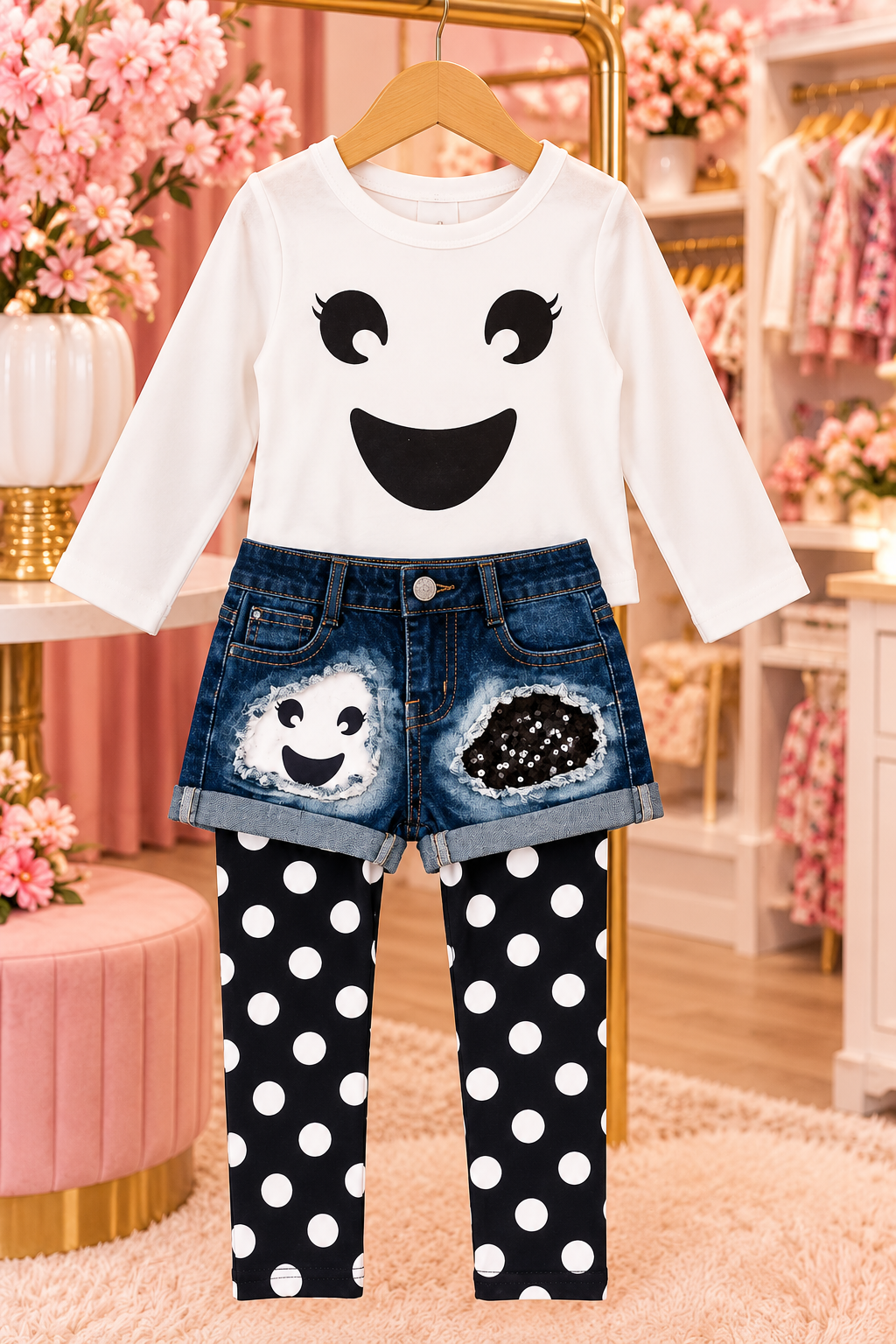 👻 Polka Dot Ghost Legging & Short Set