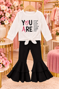 🖤 “You Are…” Black Bell Bottom Set