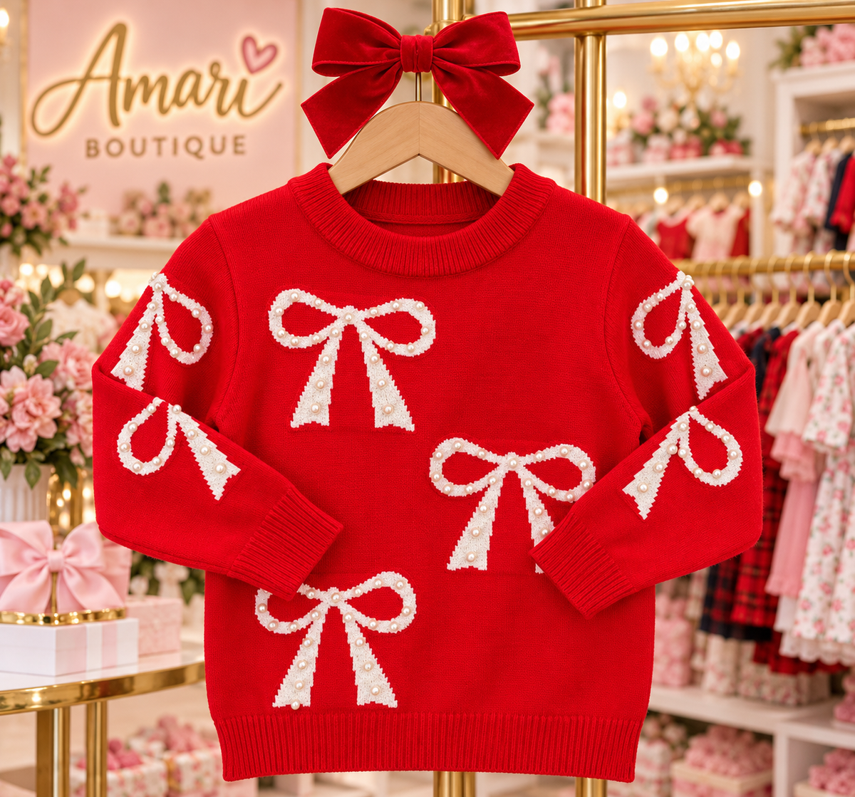 Mommy & Me Red Bow Sweater ❤️🎀